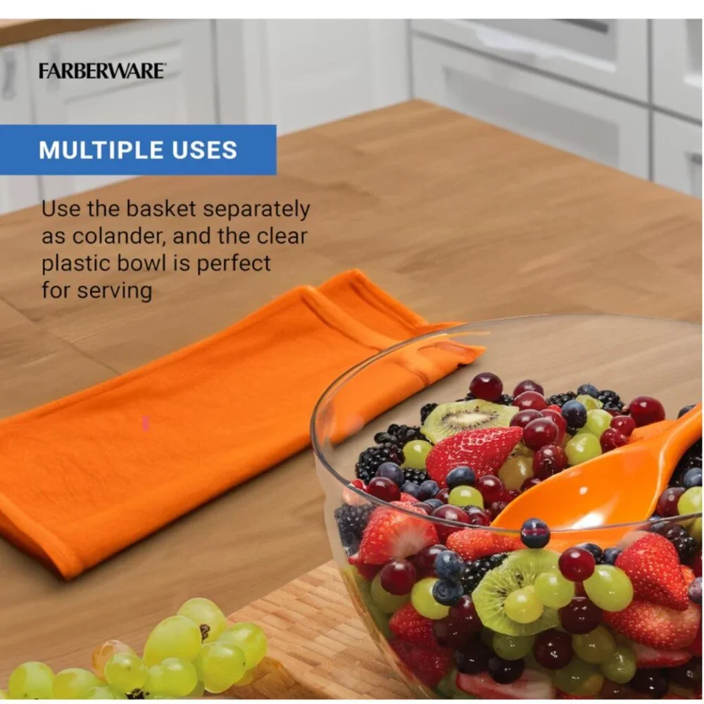 Farberware Professional Easy to Use Pump Plastic Salad Spinner 6.6 qt